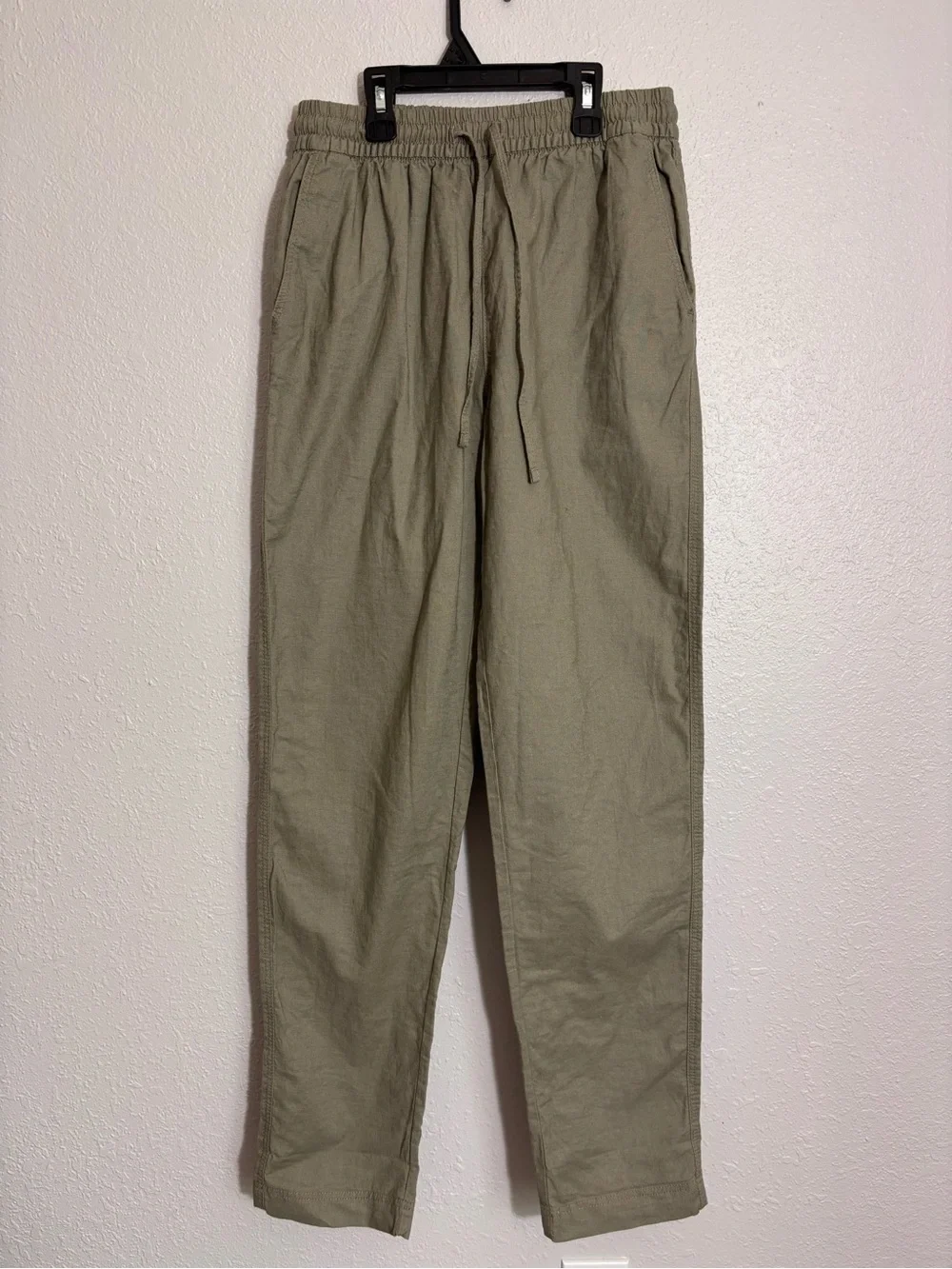 H&M Linen Blend Olive Drawstring Trousers